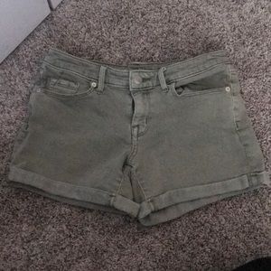 Green denim shorts
